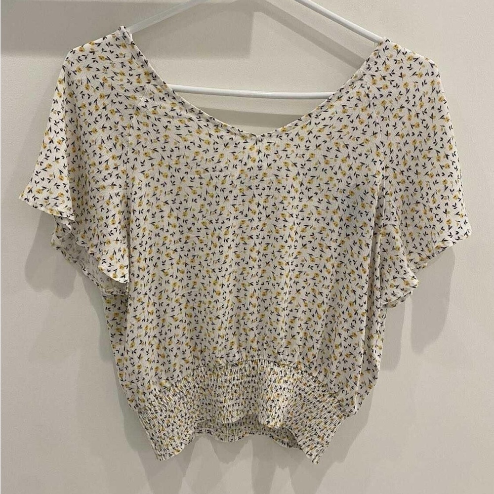 Yellow Ditsy Floral Print Women's Top